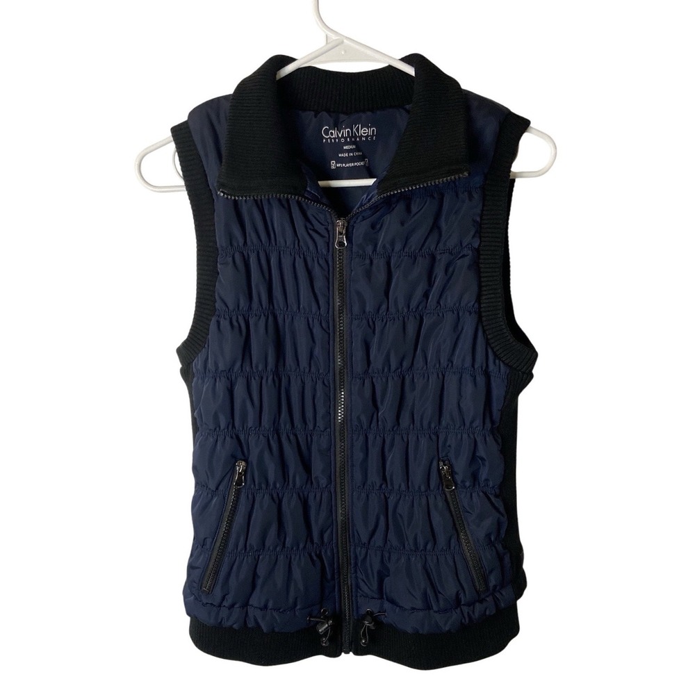 Calvin Klein Performance Women's Medium Navy Quilted Zip Vest